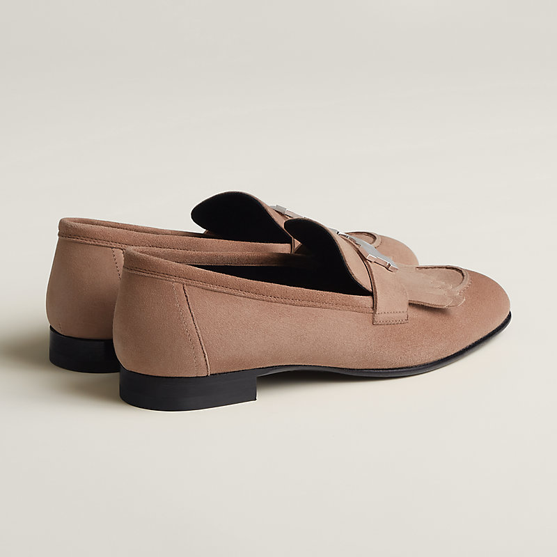 HERMES ベージュ　キャメル　 ローファー レザー　38 24.5㎝ エルメス パリ レザー ローファー EU38.5 レディース ブラック